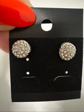 Silver Crystal Cluster Stud Earrings - Women's Jewelry